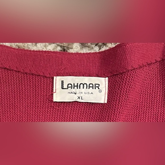 Vintage Lahmar Red Sweater Cardigan Men’s Size XL Made In USA - Picture 3 of 4